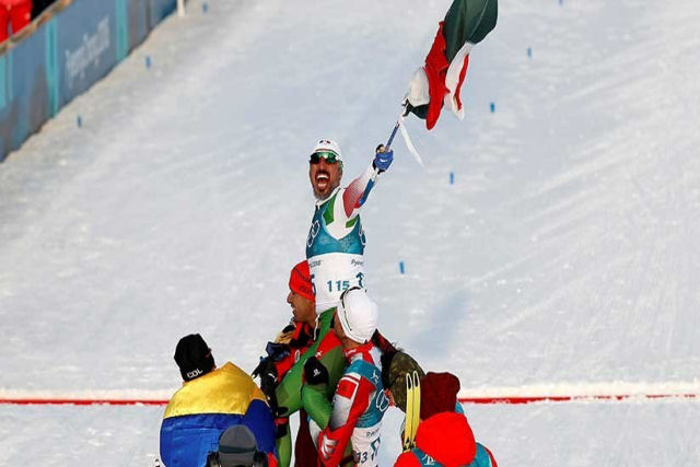 Esquiador mexicano chega em ltimo nos Jogos Olmpicos de Inverno e  recebido como um heri