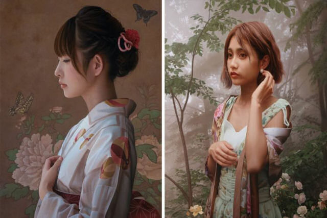 Artista japons cria impressionantes pinturas fotorrealistas
