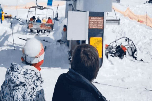 Telefrico descontrolado na Georgia lanou esquiadores pelos ares