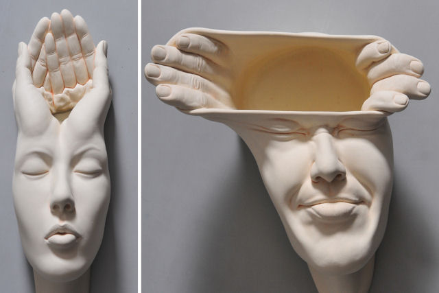 As expressivas esculturas faciais retorcidas de Johnson Tsang