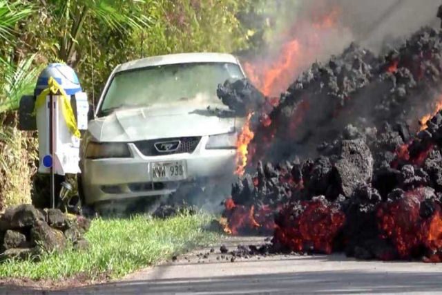 Assim a lava do vulco Kilauea devorou por completo um Ford Mustang 