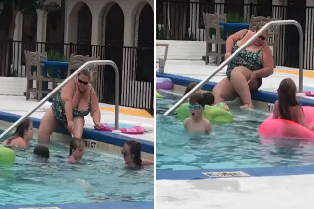 Sem noção: mulher é flagrada raspando as pernas em uma piscina de hotel