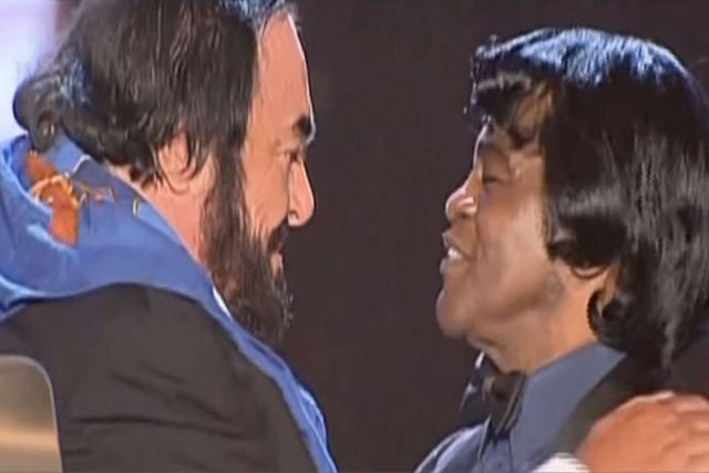 O implausível e inesquecível encontro de Pavarotti e James Brown nos anos 90