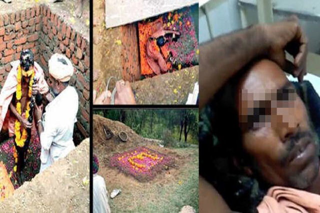 Indiano  resgatado depois de se enterrar vivo para se tornar um deus