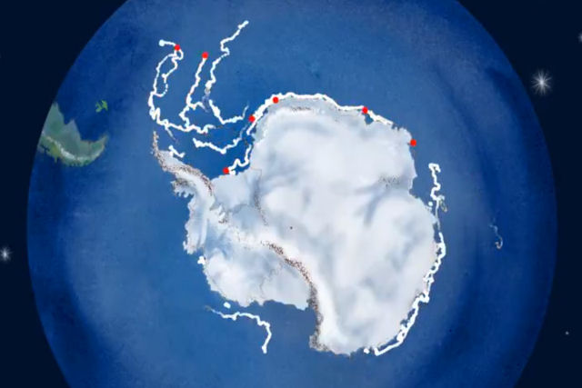 Todos os icebergs que se desprenderam da Antrtida nos ltimos 40 anos, em um vdeo