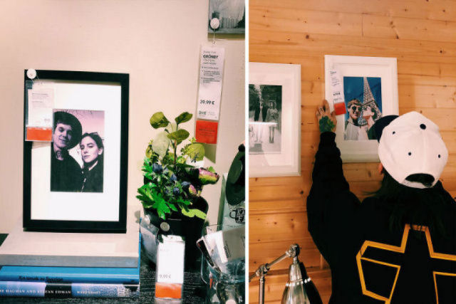 Casal substituiu todas as fotografias emolduradas de uma loja Ikea com fotos deles mesmos