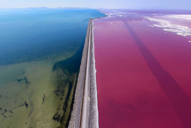 Impressionante filmagem de drones que revela as cores do Grande Lago Salgado de Utah
