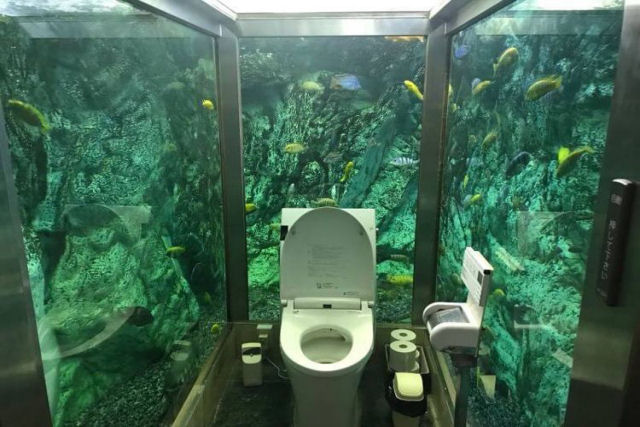 O famoso banheiro-aqurio do Japo