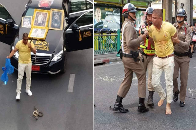 Maluco tenta fazer ritual religioso com cobras em uma movimentada avenida de Banguecoque