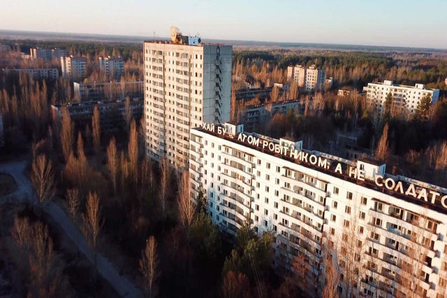 Assim vemos Prypiat de cima trs dcadas aps o desastre de Chernobyl