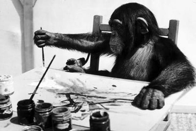Segundo Dali, este chimpanz sim era o grande pintor e Pollock, um animal