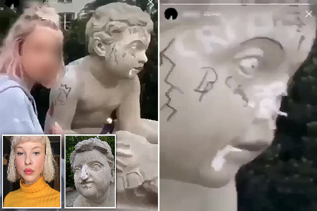 Pura imbecilidade: modelo polonesa quebra o nariz de uma esttua de 200 anos para atrair seguidores no Instagram