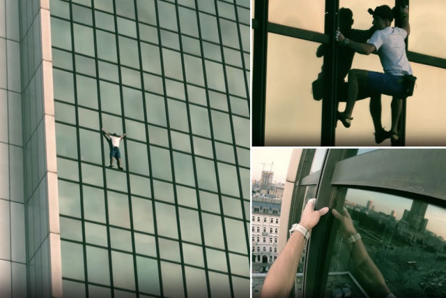 Polons escala o prdio de um hotel de 170 metros em Varsvia sem cordas e termina preso