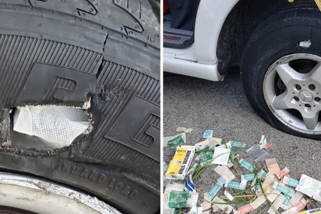 Prendem um 'jnio' que tentava consertar um pneu furado com band-aid
