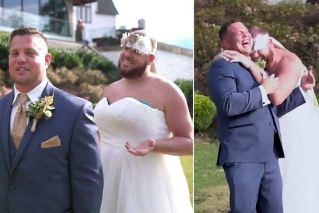 Melhor amigo fez uma brincadeira hilria com o noivo ao se vestir de noiva no dia do casamento