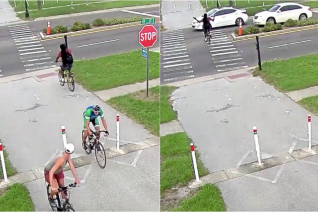 Ciclista muito confiado acaba atropelado na faixa de pedestres nos EUA
