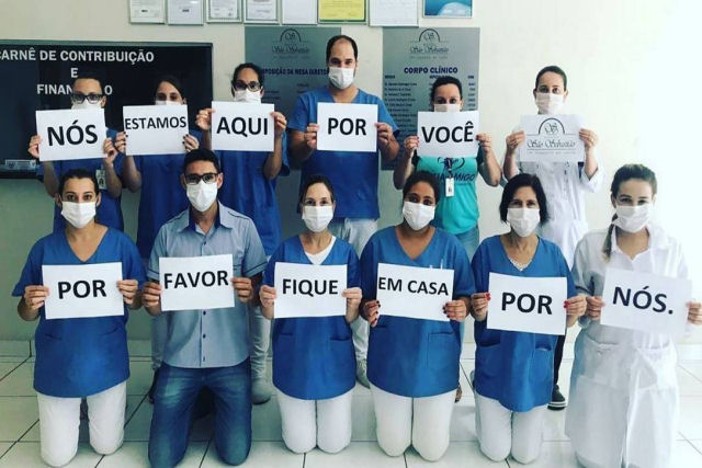 O agradecimento aos trabalhadores da sade que lutam contra o coronavirus em todo mundo