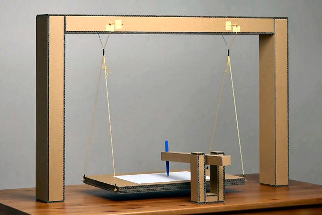 Uma estrutura de papelão cinética que usa pêndulos para criar curvas de Lissajous
