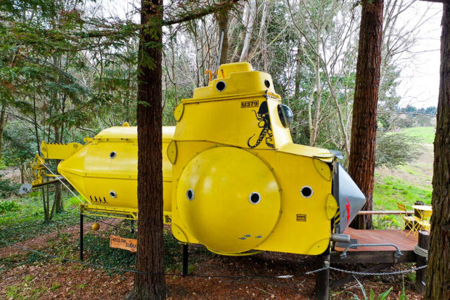 Casal de neozelandeses converteu um antigo silo de grãos em uma pequena casa submarino amarelo