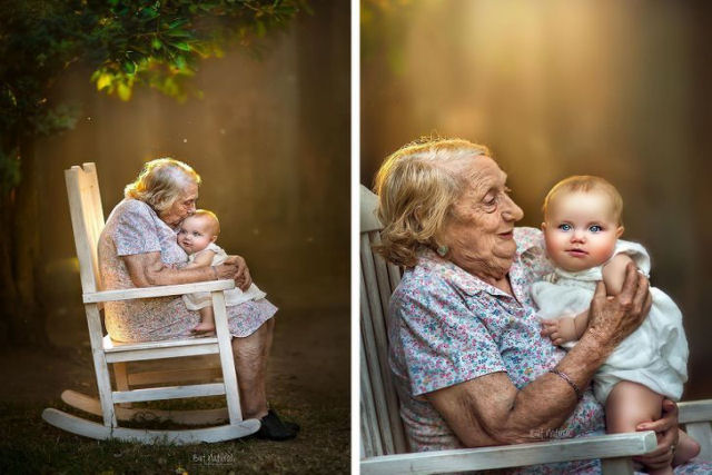 Fotógrafa indiana imortaliza netos com seus avôs por um triste motivo