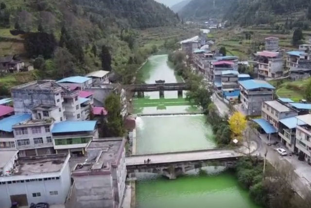 As águas de um rio se tornaram completamente verdes de um dia para outro na China