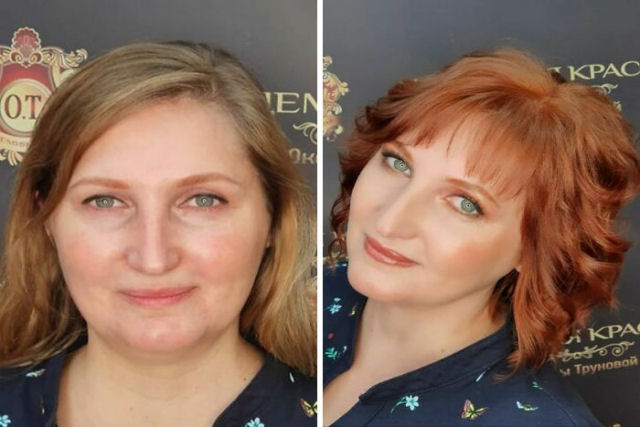 Maquiadora e cabeleireira russas transformam suas clientes indecisas usando o estilo livre