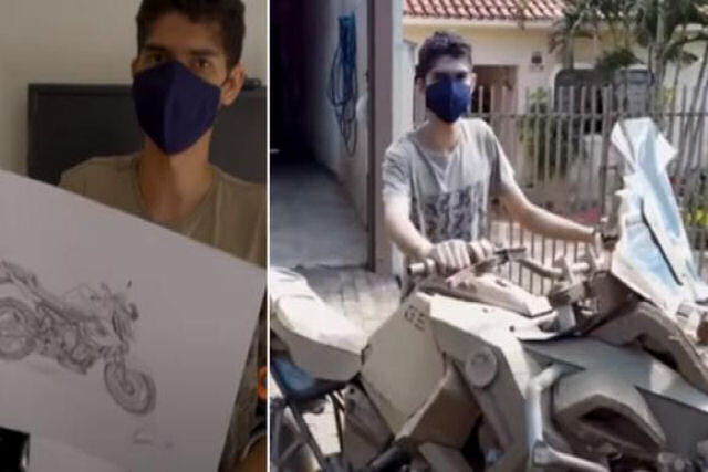 Jovem paulista cria incríveis réplicas de motocicletas de tamanho real com papelão