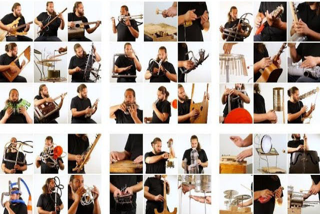 Músico francês mostra 72 instrumentos caseiros em 7 minutos