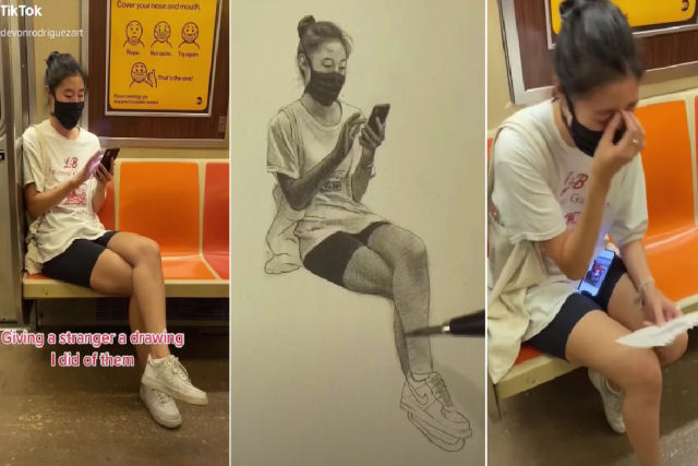 Artista desenha esboços de estranhos com máscaras no metrô para surpreendê-los