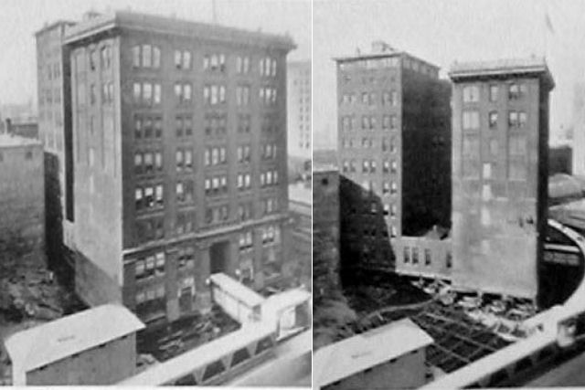 Em 1930, o prédio de uma empresa de telefonia foi girado 90° enquanto todos estavam trabalhando