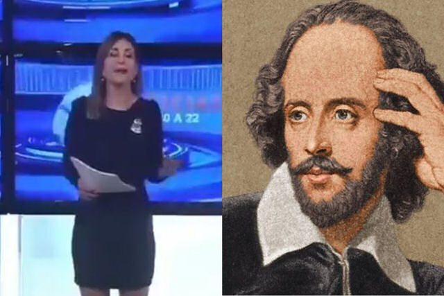 Apresentadora da TV argentina anuncia a morte do escritor William Shakespeare