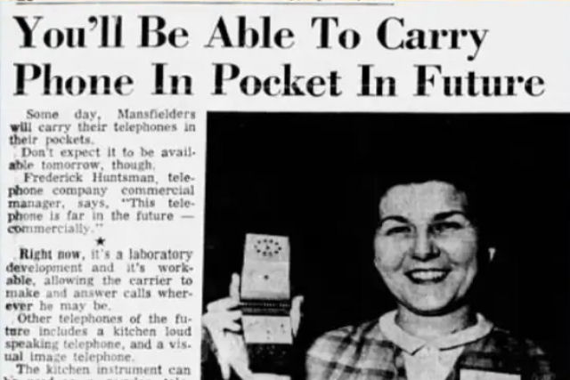Um artigo de jornal de 1963 previu um telefone que você poderia levar no bolso