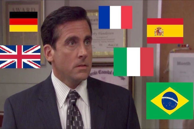 A cena de 'The Office com a reação de Michael traduzida para diferentes idiomas