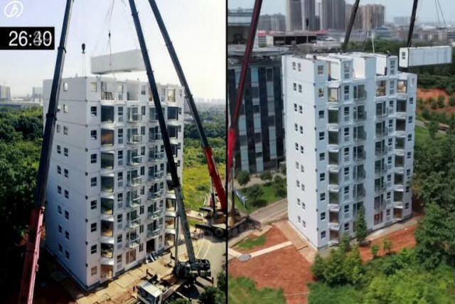 Construtora chinesa levanta um edifício de 10 andares em pouco menos de 29 horas
