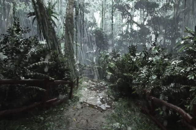 Assim é a selva sob chuva em resolução 8K sobre a base do motor de jogo Unreal Engine 5
