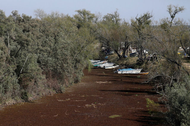 A seca histórica do rio Paraná permite cruzar caminhando da Argentina ao Paraguai
