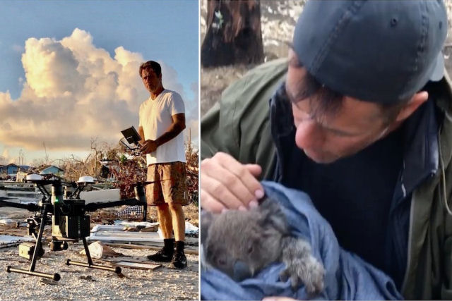 Homem compassivo usa drone para resgatar animais em áreas de desastre
