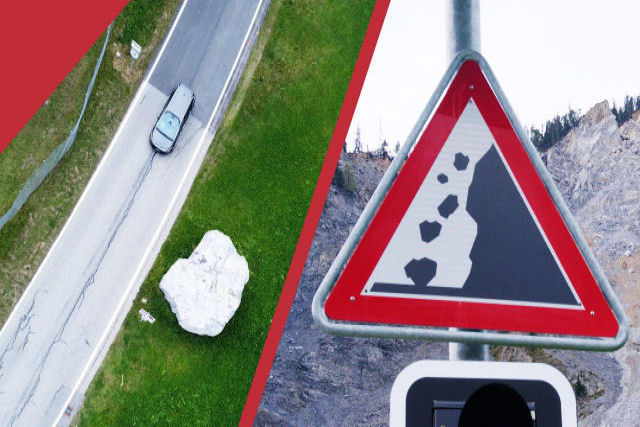 Radar com semáforo alerta os motoristas sobre quedas de rochas próximas a um vilarejo suíço nos Alpes