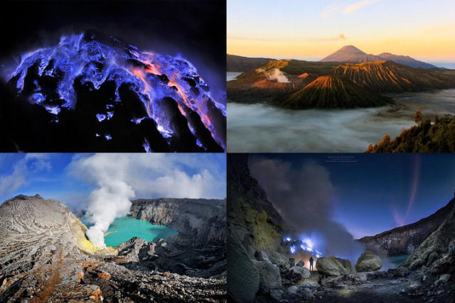 As extraordinárias erupções azuis de um vulcão indonésio