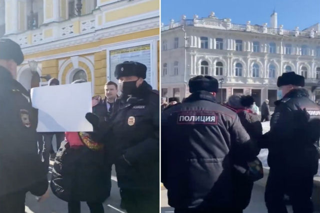 Rússia prende várias pessoas por segurarem cartazes em branco