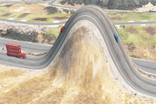 Carros de todos os tipos contra uma ladeira gigante em uma divertida 'simulação física realista'
