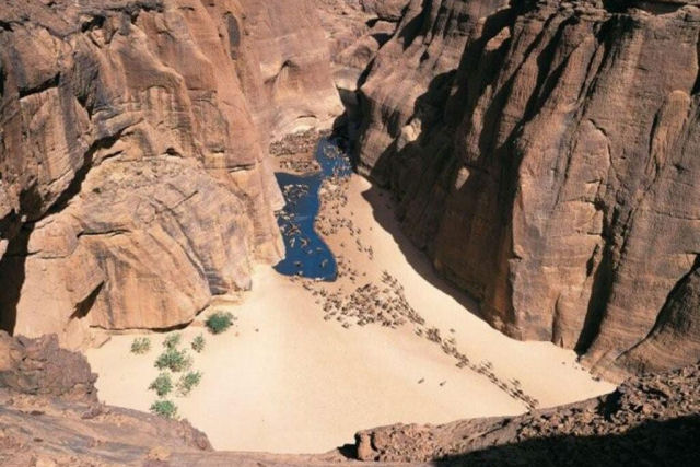 Guelta d'Archei, a mais famosa lagoa do deserto do Saara