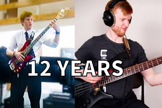 Baixista incrível mostra vídeo de antes e agora de música que levou 12 anos para aprender