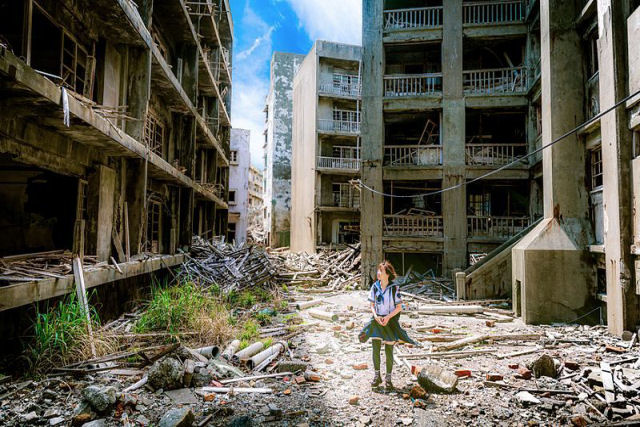 Ilha Hashima, outrora o lugar mais densamente povoado do mundo, agora é uma cidade fantasma