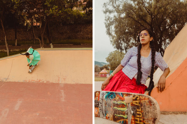 Cholitas Skatistas: as nativas bolivianas que andam de skate em trajes tradicionais