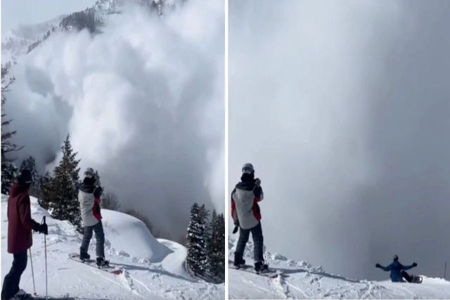 O incrvel vdeo de uma enorme avalanche em resort de Utah, nos EUA