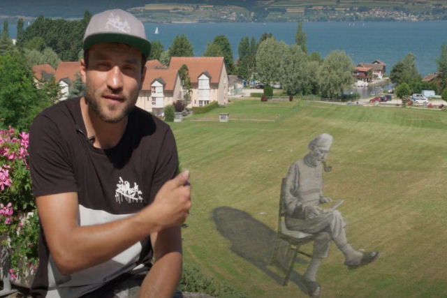Artista plástico francês impressiona com pinturas gigantes na grama