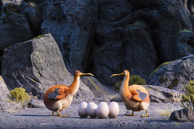 Curta de animação mostra aves tentando salvar seus ovos durante uma erupção vulcânica