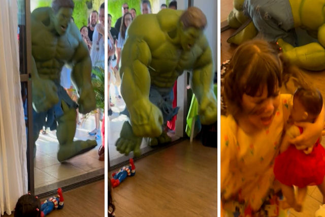 Hulk desajeitado passa vergonha em festa de aniversrio infantil no Rio