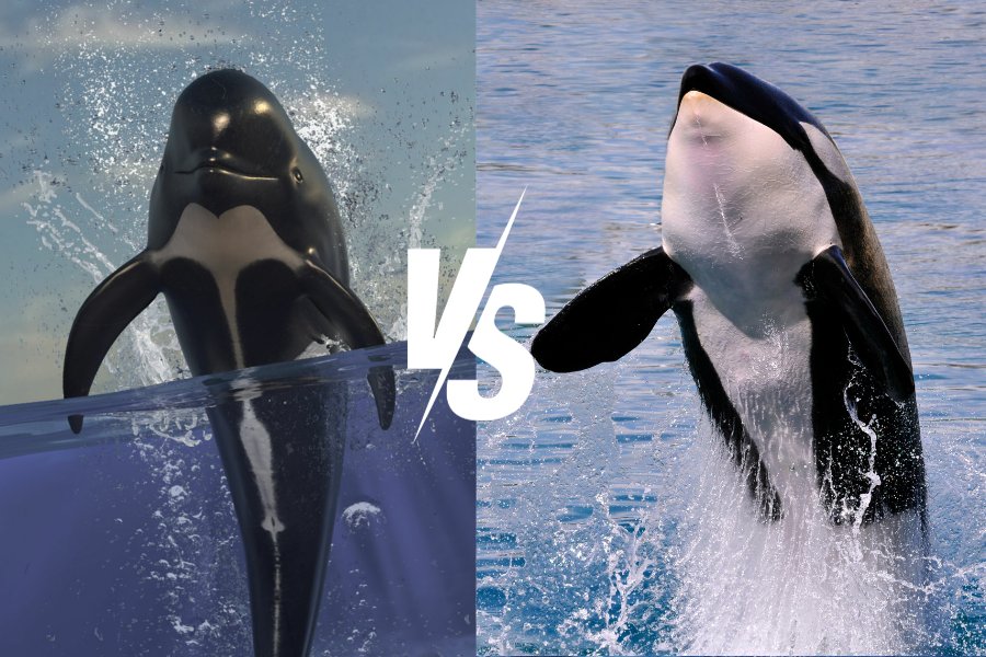 As orcas fazem de tudo para evitar uma baleia-piloto